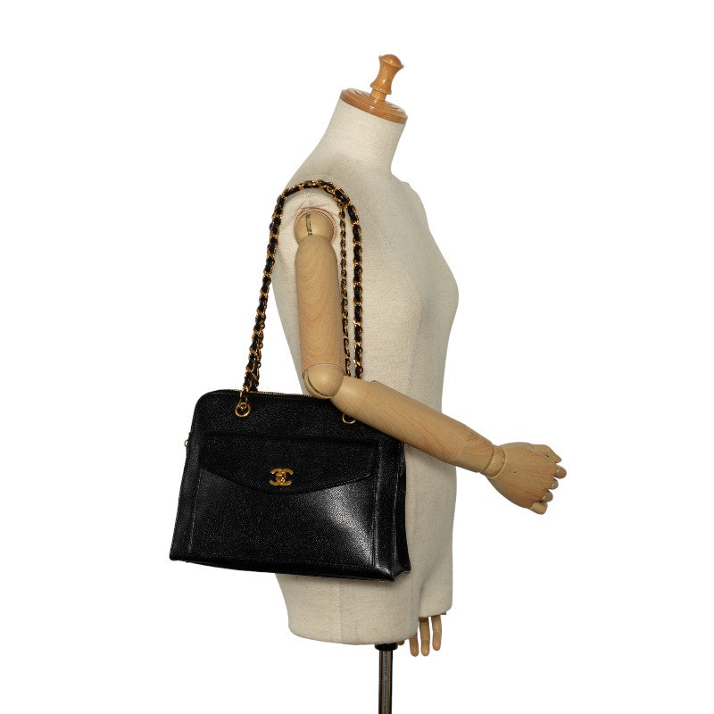 Chanel Caviar Skin Coco Mark Chain Tote Bag
