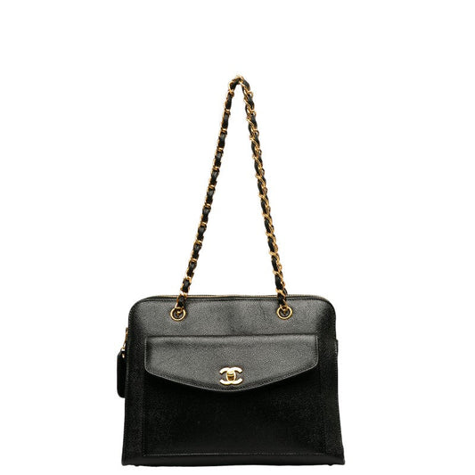 Chanel Caviar Skin Coco Mark Chain Tote Bag