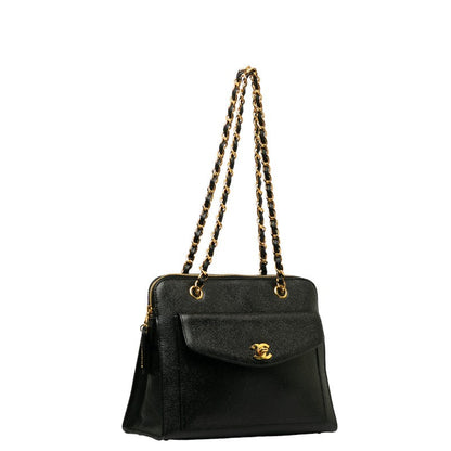Chanel Caviar Skin Coco Mark Chain Tote Bag