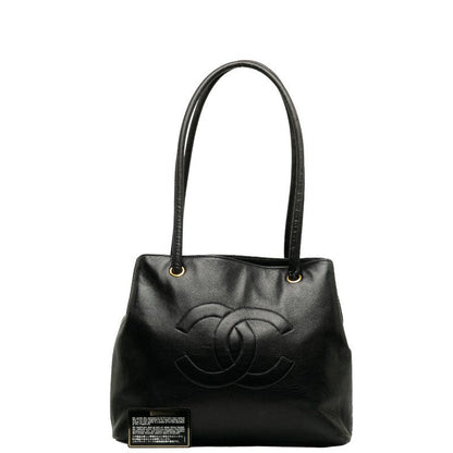 Chanel Coco Mark Leather Tote Bag Black