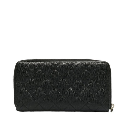Chanel Caviar Skin Matelasse Coco Mark Round Zipper Long Wallet