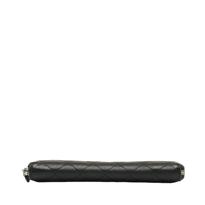 Chanel Caviar Skin Matelasse Coco Mark Round Zipper Long Wallet