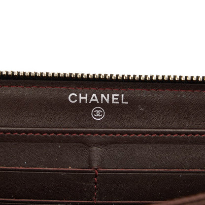 Chanel Caviar Skin Matelasse Coco Mark Round Zipper Long Wallet