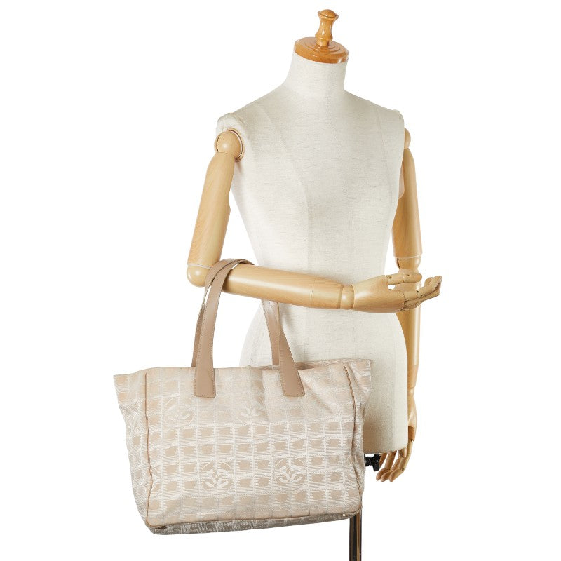 Chanel New Travel Line MM Canvas Leather Tote Bag