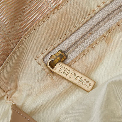 Chanel New Travel Line MM Canvas Leather Tote Bag