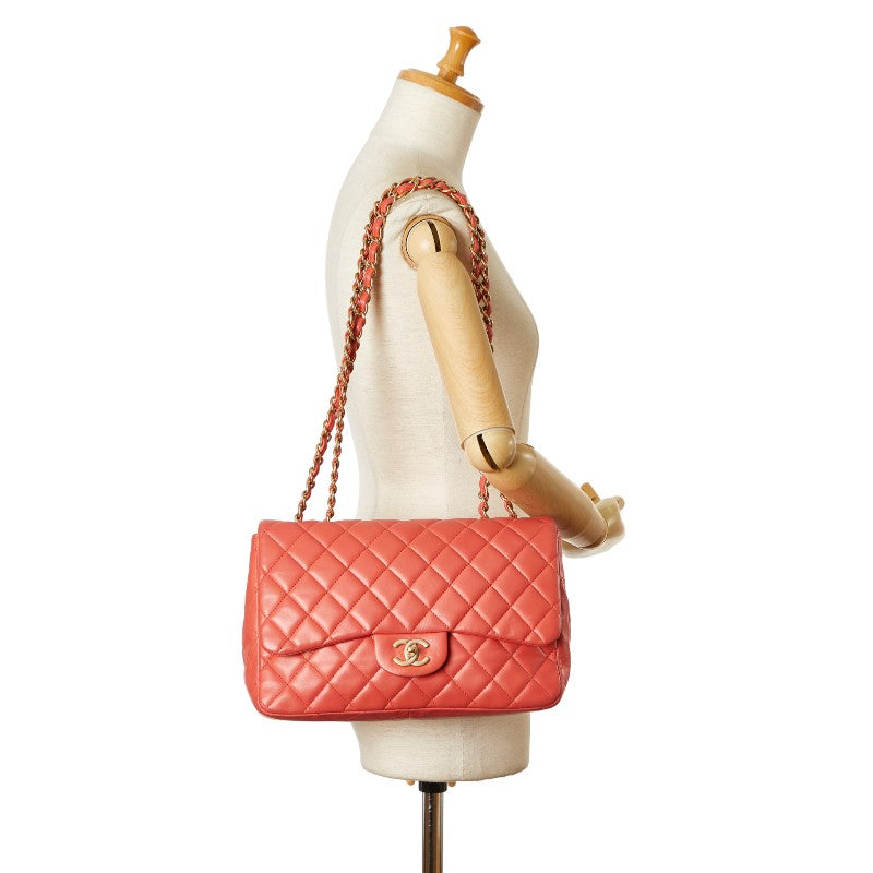 Chanel Matelasse Coco Mark Chain Shoulder Bag Salmon Pink Lambskin