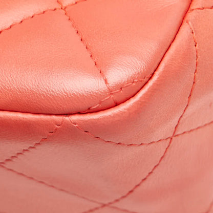 Chanel Matelasse Coco Mark Chain Shoulder Bag Salmon Pink Lambskin