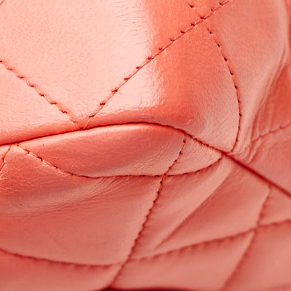 Chanel Matelasse Coco Mark Chain Shoulder Bag Salmon Pink Lambskin