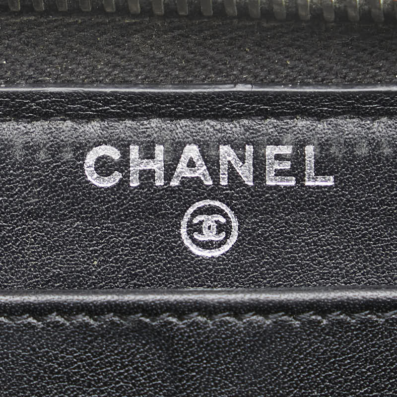 Chanel Matelasse Round Zip Wallet Black