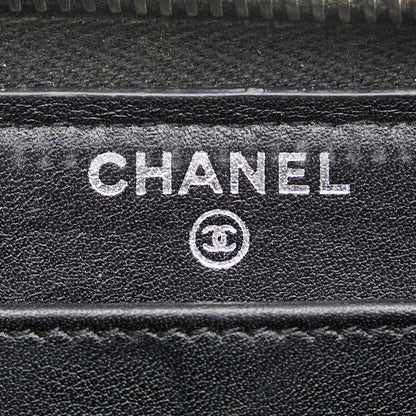 Chanel Matelasse Round Zip Wallet Black