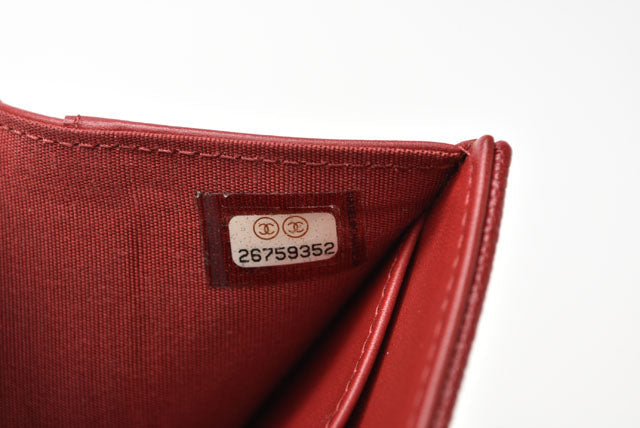 Chanel Caviar Skin Mini Trifold Wallet Dark Red