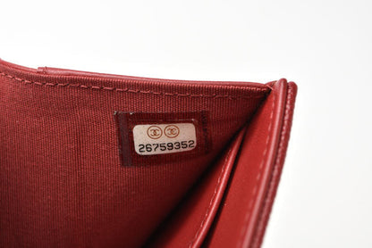 Chanel Caviar Skin Mini Trifold Wallet Dark Red
