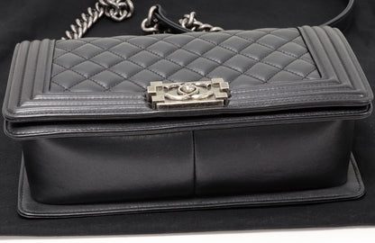 Chanel Boy Chain Shoulder Bag Lambskin Black A67086