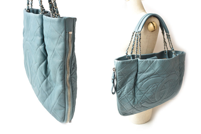 Chanel 2way Leather Tote Bag Chain Coco Mark Quilted