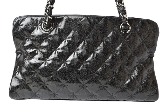 Chanel Patent Leather Tote Bag Vintage Quilted Black