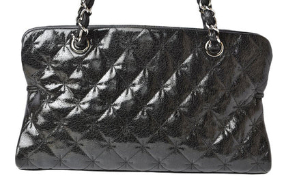 Chanel Patent Leather Tote Bag Vintage Quilted Black