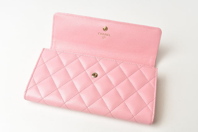 Chanel Caviar Skin Long Wallet Rose Pink in Pristine Condition