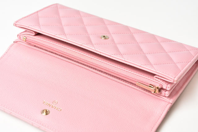 Chanel Caviar Skin Long Wallet Rose Pink in Pristine Condition