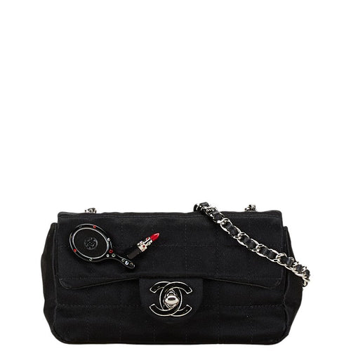 Chanel Satin Leather Chocobar Coco Mark Mirror Lip Mini Chain Shoulder Bag