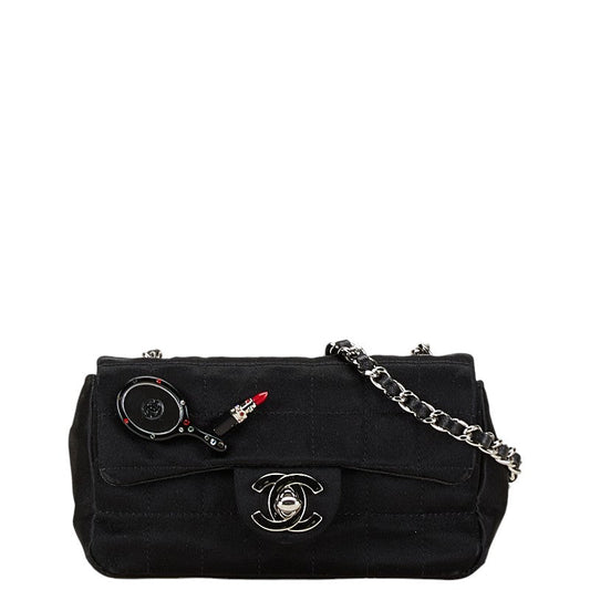 Chanel Satin Leather Chocobar Coco Mark Mirror Lip Mini Chain Shoulder Bag