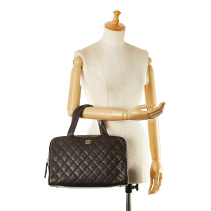Chanel Caviar Skin Coco Mark Mini Boston Handbag