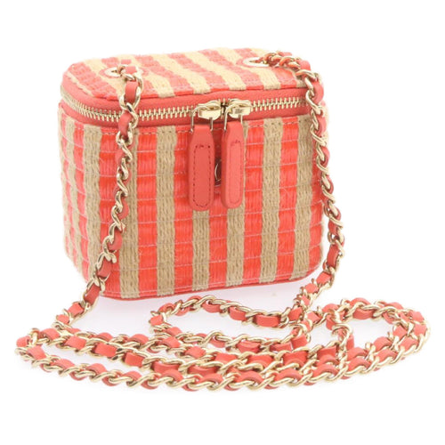 CHANEL Vanity Chain Shoulder Pouch Hemp Pink CC knn023