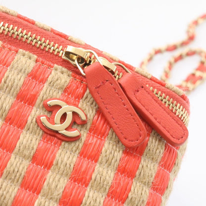CHANEL Vanity Chain Shoulder Pouch Hemp Pink CC knn023