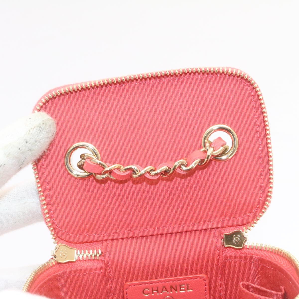 CHANEL Vanity Chain Shoulder Pouch Hemp Pink CC knn023