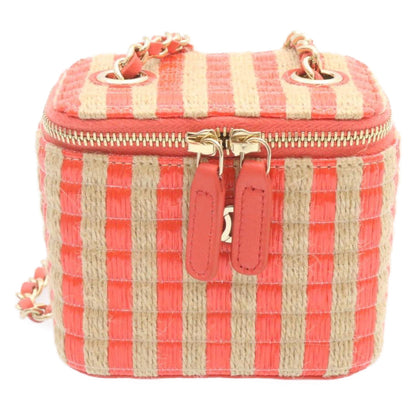 CHANEL Vanity Chain Shoulder Pouch Hemp Pink CC knn023