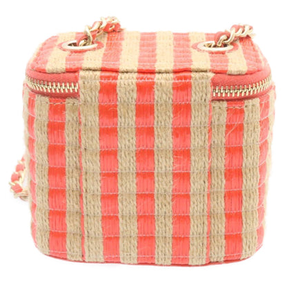CHANEL Vanity Chain Shoulder Pouch Hemp Pink CC knn023