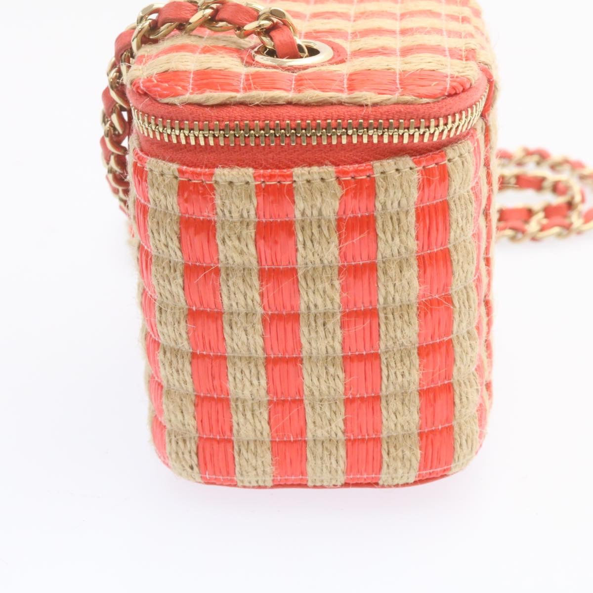 CHANEL Vanity Chain Shoulder Pouch Hemp Pink CC knn023