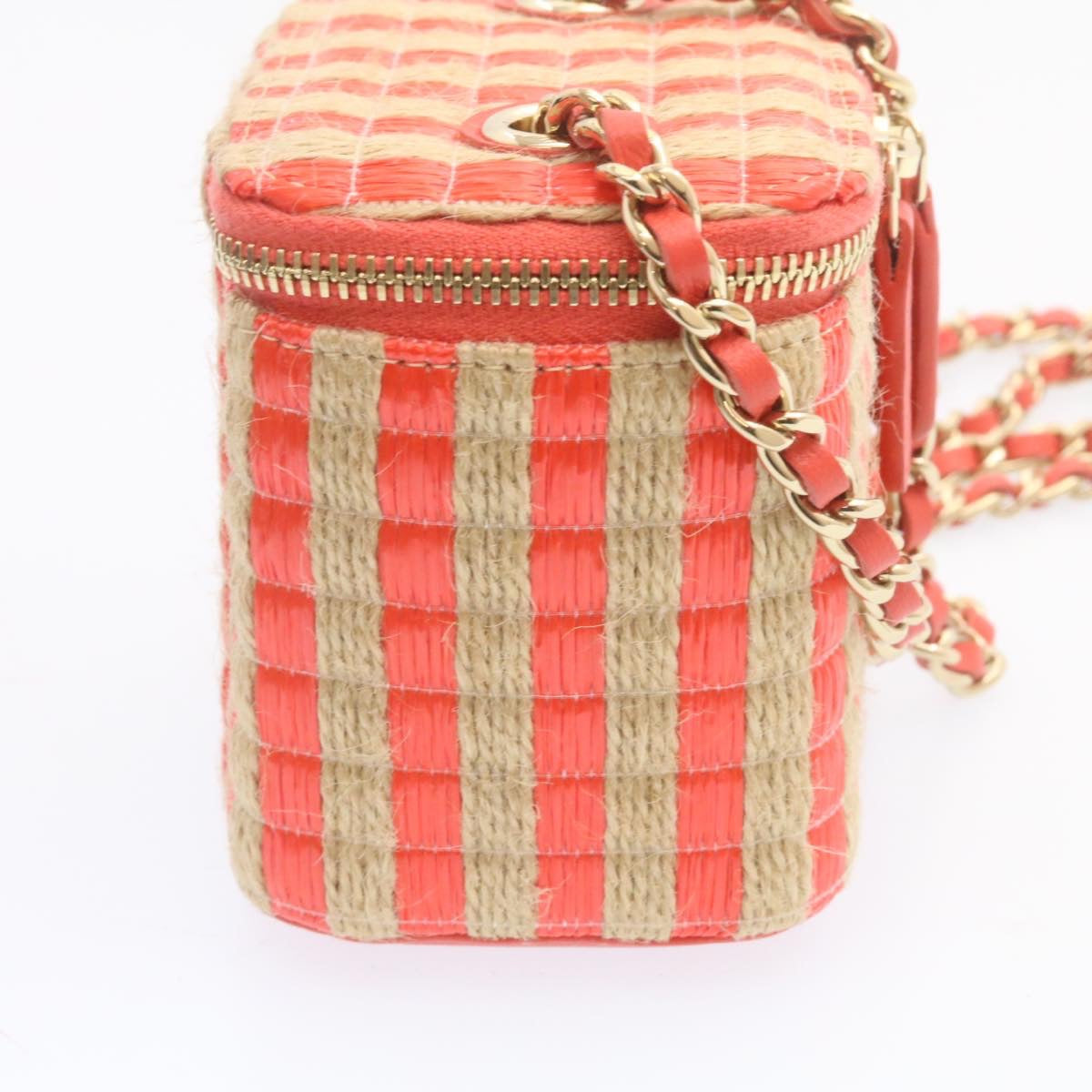 CHANEL Vanity Chain Shoulder Pouch Hemp Pink CC knn023