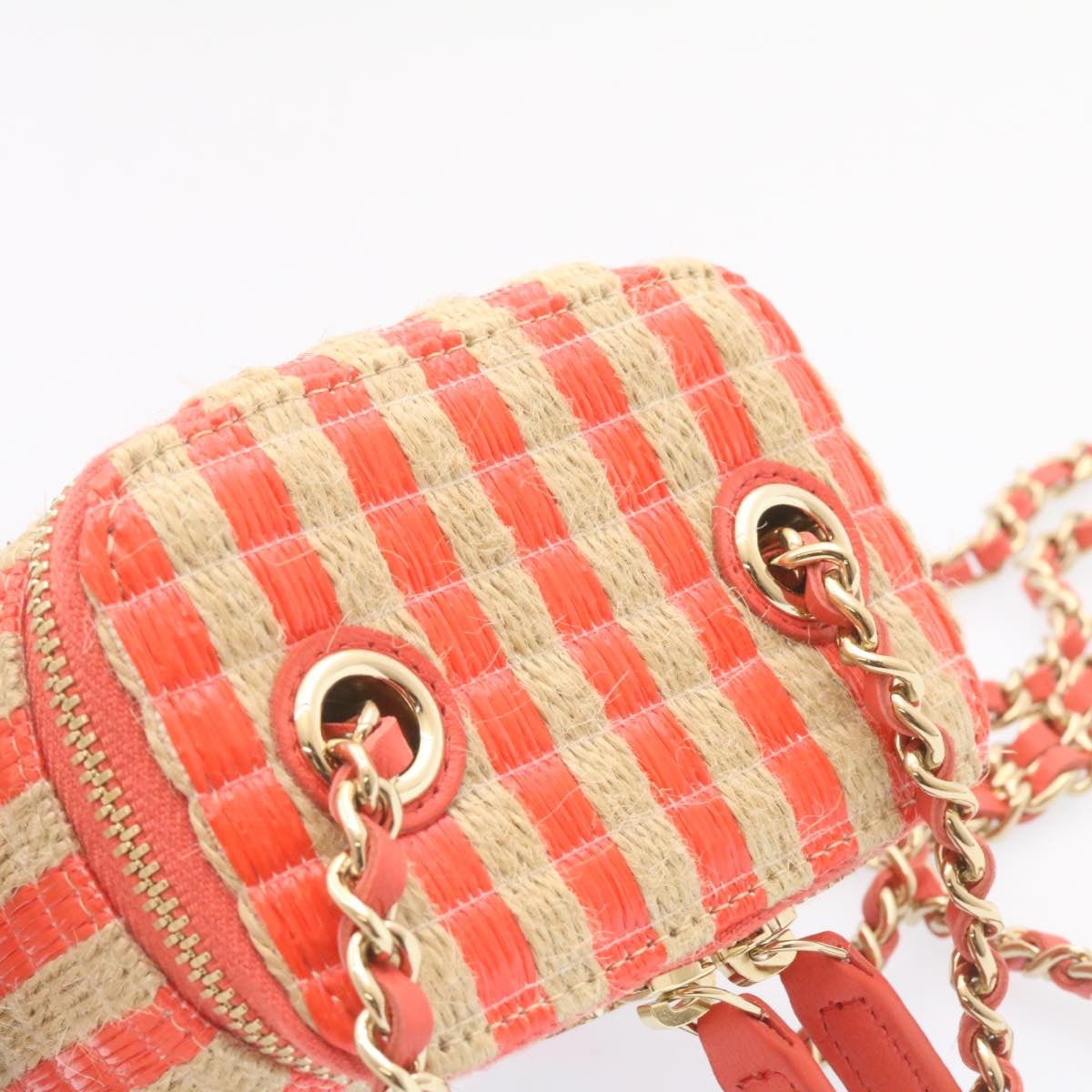 CHANEL Vanity Chain Shoulder Pouch Hemp Pink CC knn023