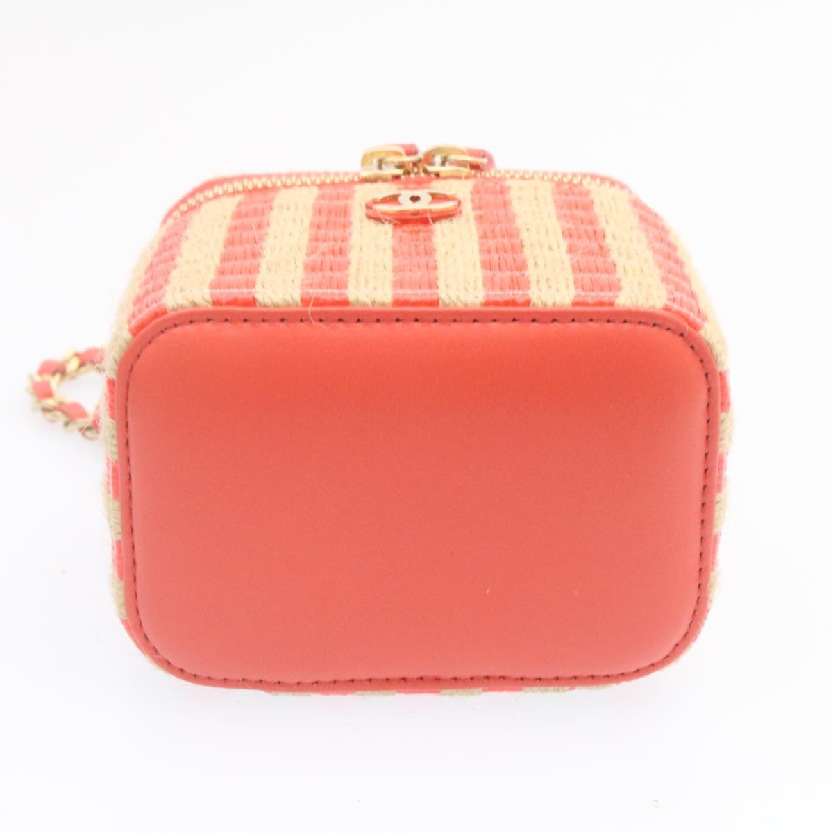CHANEL Vanity Chain Shoulder Pouch Hemp Pink CC knn023
