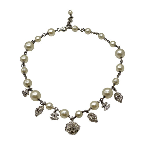 Chanel Vintage Pearl Charm Choker Necklace