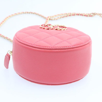CHANEL Matelasse Caviar Skin Chain Shoulder Bag Pink CC 23651A