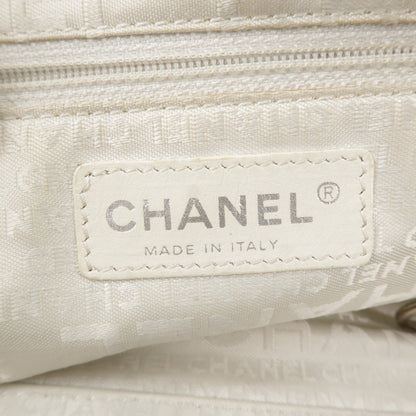 CHANEL Chocolate Bar Caviar Skin Mini Boston Bag White A26135