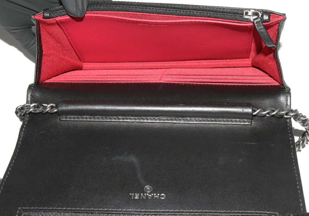 Chanel Chain Shoulder Bag Black Silver A84389