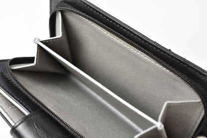 Chanel Leather Folding Wallet A50087 Black/Silver