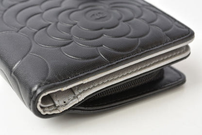 Chanel Leather Folding Wallet A50087 Black/Silver