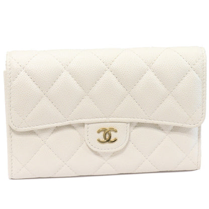 Chanel Caviar Skin Bifold Wallet Matelasse Medium Classic Flap AP0232