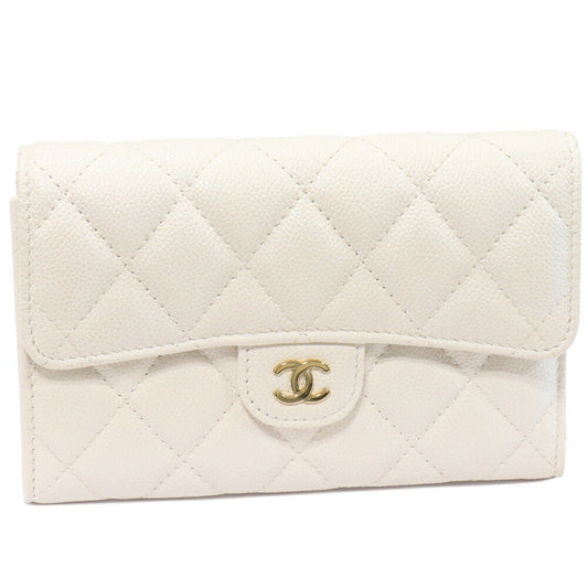 Chanel Caviar Skin Bifold Wallet Matelasse Medium Classic Flap AP0232