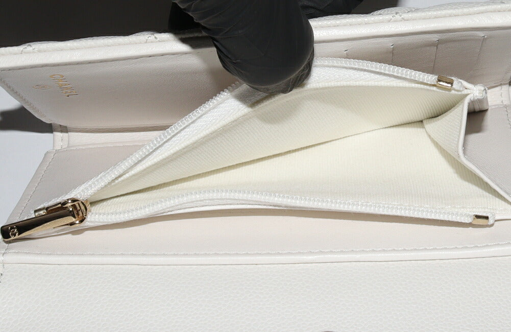 Chanel Caviar Skin Bifold Wallet Matelasse Medium Classic Flap AP0232