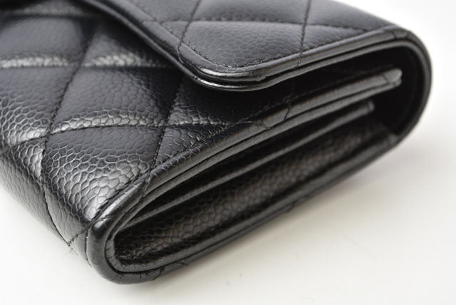 Chanel Caviar Skin Long Wallet Timeless Classic Matelasse AP0241