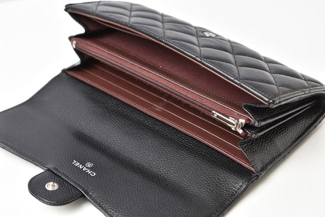 Chanel Caviar Skin Long Wallet Timeless Classic Matelasse AP0241