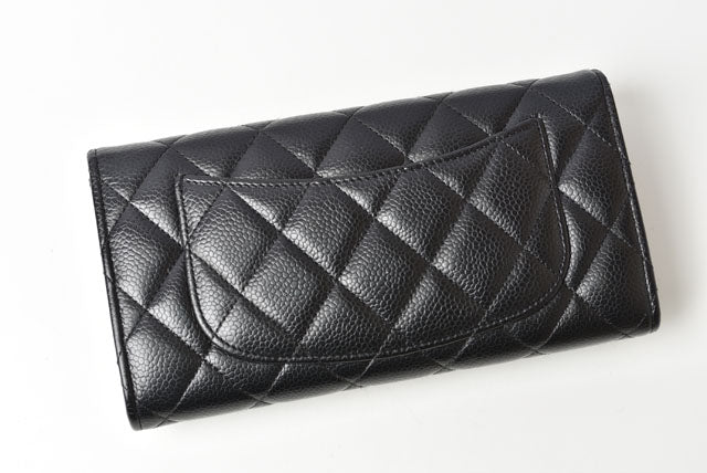 Chanel Caviar Skin Long Wallet Timeless Classic Matelasse AP0241