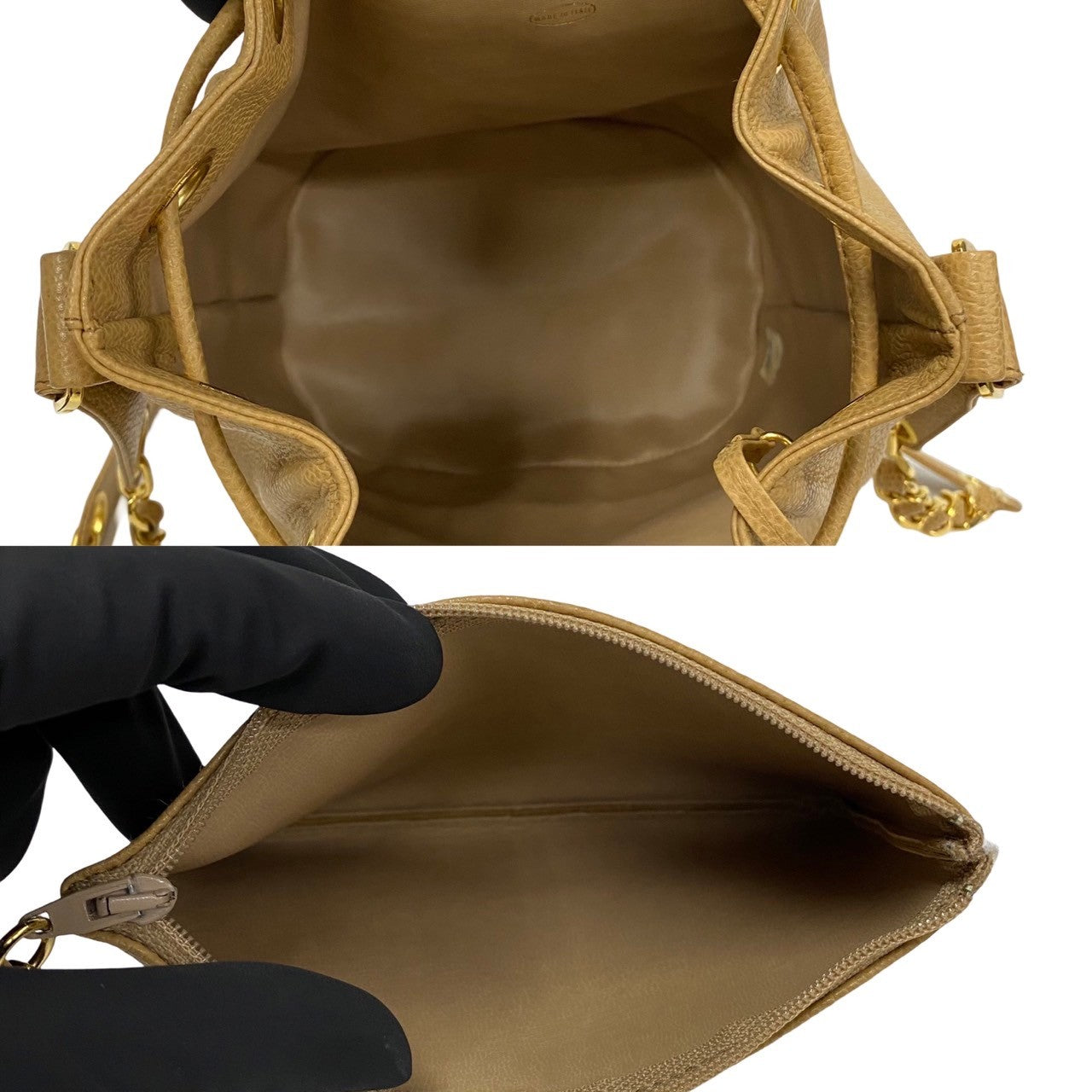 Chanel Triple CC Caviar Bucket Shoulder Bag  Leather Crossbody Bag