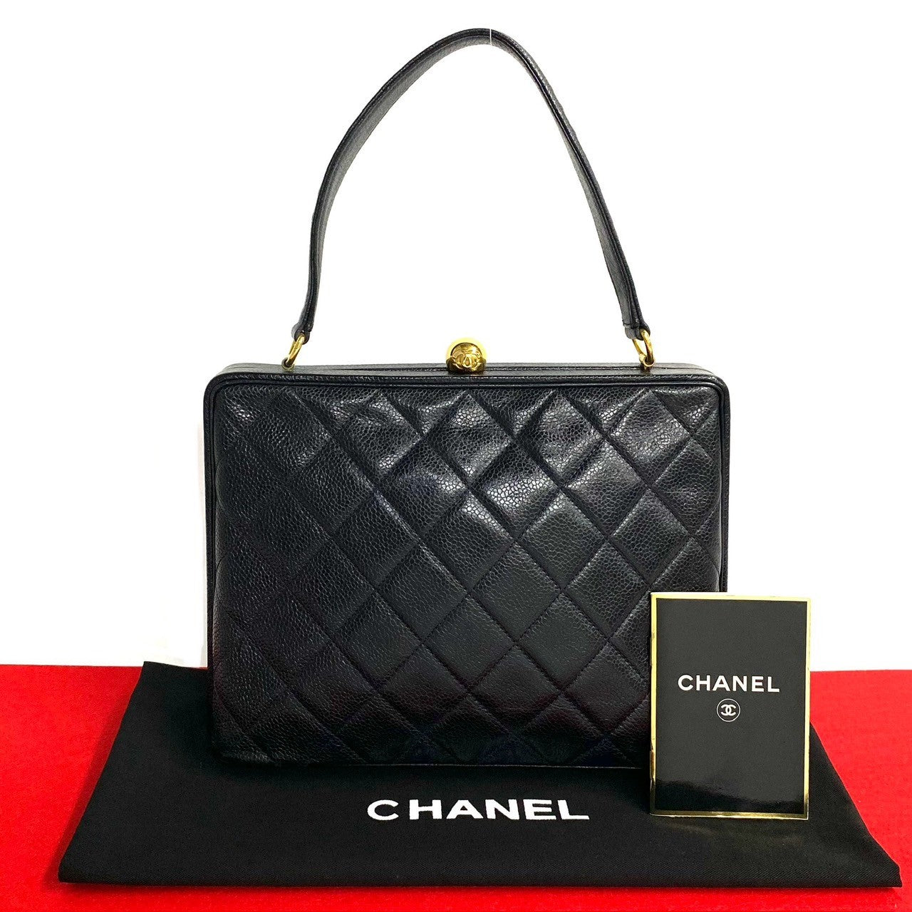Chanel Caviar Top Handle Bag  Leather Handbag
