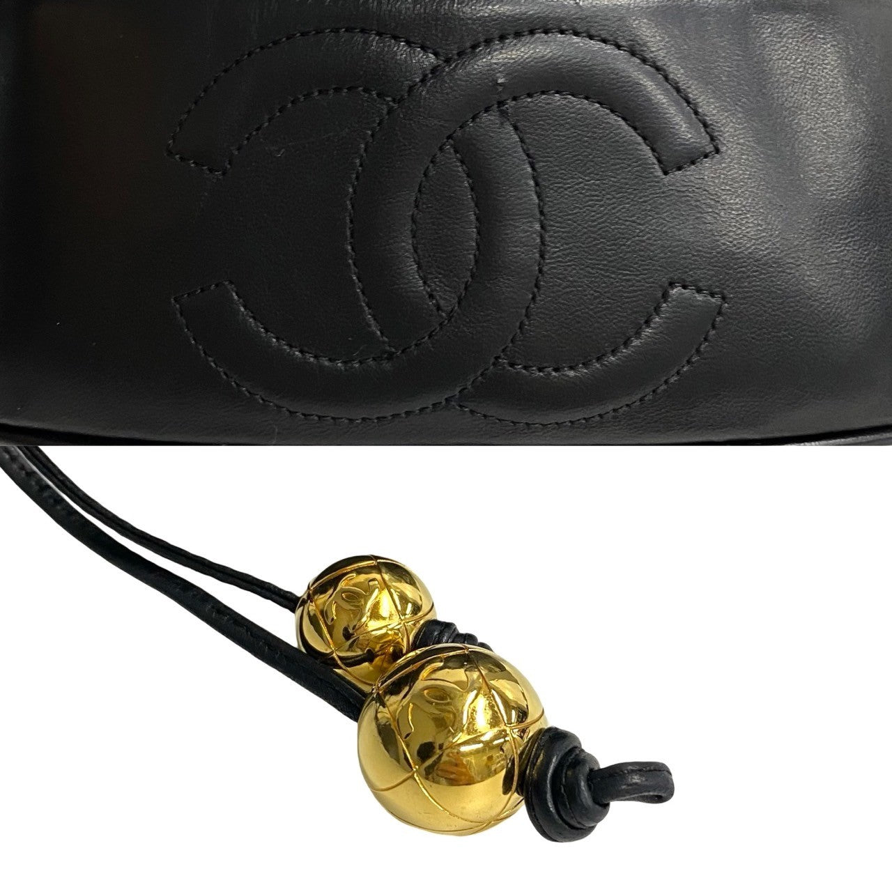 Chanel CC Drawstring Bucket Bag  Leather Crossbody Bag in New Condition