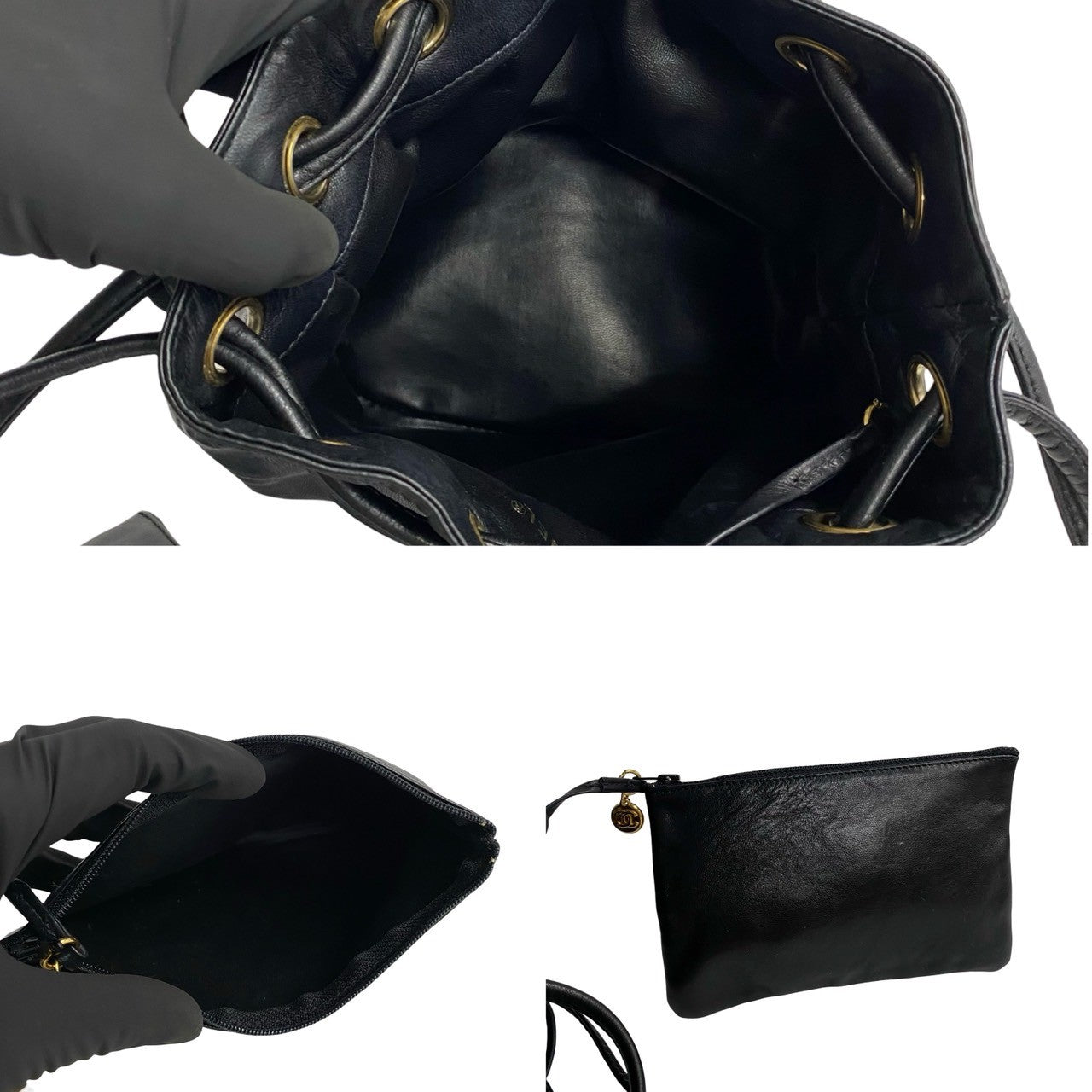 Chanel CC Drawstring Bucket Bag  Leather Crossbody Bag in New Condition